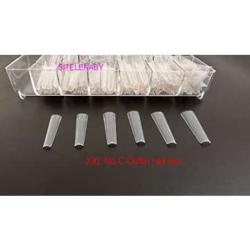 XXL Coffin No C Curve Nail Tips - 500pc Premium Acrylic Set
