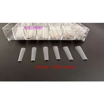 XXL Coffin No C Curve Nail Tips - 500pc Premium Acrylic Set