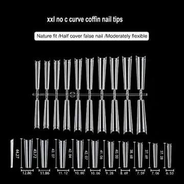 XXL Coffin No C Curve Nail Tips - 500pc Premium Acrylic Set