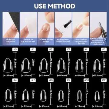 UNA GELLA Short Almond Nail Tips Pre-shape Short Almond Gel Nail Tips 216pcs Press on Nails 12 Sizes Soft Gel Acrylic Clear Fake Full Cover for Nails Extension Home DIY Salon