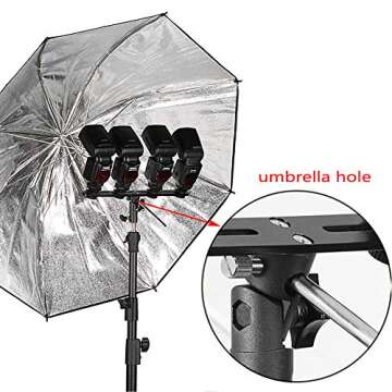 EXMAX E4 Speedlite Mount with Four Hot Shoes and Umbrella Holder