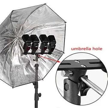 EXMAX E4 Speedlite Mount with Four Hot Shoes and Umbrella Holder