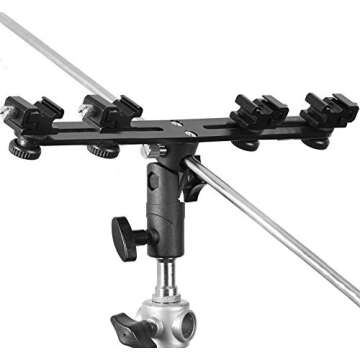 EXMAX E4 Speedlite Mount with Four Hot Shoes and Umbrella Holder