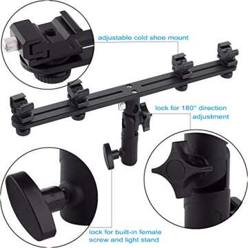 EXMAX E4 Speedlite Mount with Four Hot Shoes and Umbrella Holder