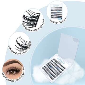 Lash Clusters 84 Pcs Cluster Lashes Eyelash Clusters DIY Cluster Eyelash Extensions Individual Lashe...
