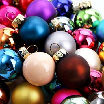 Kingrol 50 Pack 1 Inch Glass Ball Ornaments, Mini Christmas Tree Decorative Balls, Decorative Baubles Pendant for Christmas, Wedding, Party, Home Decor