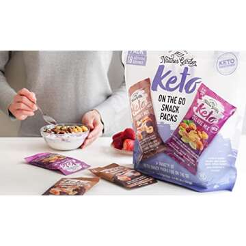 Nature’s Garden Keto On The Go Snack Packs – Keto Choco Nut Mix, Keto Deluxe Mix, Mixed Nuts, Savory and Sweet Snacks, Keto-Friendly, Crunchy Snack – 1 Oz Bags (18 Individual Servings)