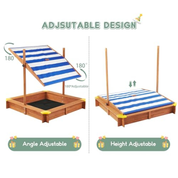 Kids Sandbox with Adjustable Canopy for Outdoor Fun