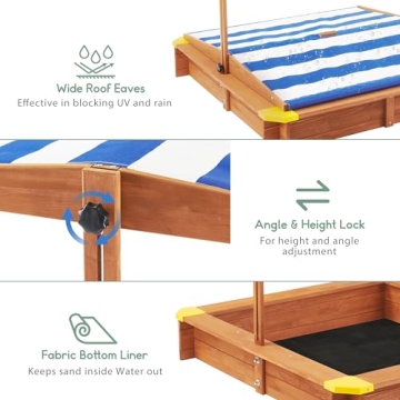 Kids Sandbox with Adjustable Canopy for Outdoor Fun