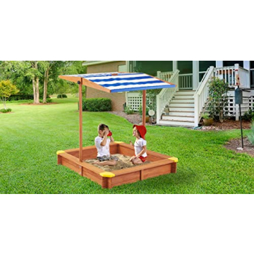 Kids Sandbox with Adjustable Canopy for Outdoor Fun