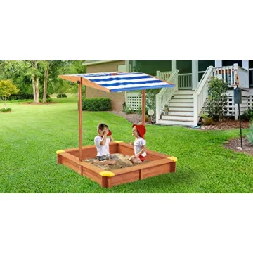 Kids Sandbox with Adjustable Canopy for Outdoor Fun