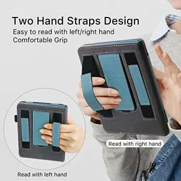 WALNEW Stand Case for 6.8” Kindle Paperwhite 11th Generation 2021- Two Hand Straps Premium PU Leather Book Cover with Auto Wake/Sleep for Amazon Kindle Paperwhite Signature Edition ereader