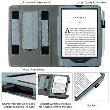 WALNEW Stand Case for 6.8” Kindle Paperwhite 11th Generation 2021- Two Hand Straps Premium PU Leather Book Cover with Auto Wake/Sleep for Amazon Kindle Paperwhite Signature Edition ereader