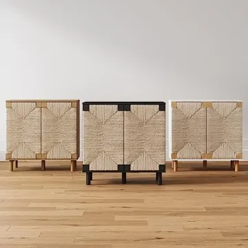 Nathan James Beacon Accent Cabinet with Seagrass Doors