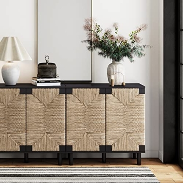 Nathan James Beacon Accent Cabinet with Seagrass Doors