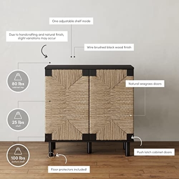 Nathan James Beacon Accent Cabinet with Seagrass Doors