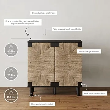 Nathan James Beacon Accent Cabinet with Seagrass Doors