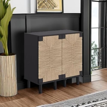 Nathan James Beacon Accent Cabinet with Seagrass Doors