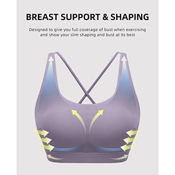 RUNNING GIRL Sports Bra for Women, Sexy Crisscross Back Medium Support Padded Strappy Yoga Bra with Removable Cups(2785 Purple S)