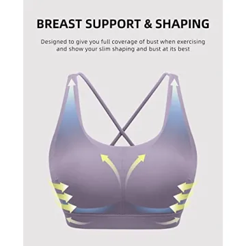 RUNNING GIRL Sports Bra for Women, Sexy Crisscross Back Medium Support Padded Strappy Yoga Bra with Removable Cups(2785 Purple S)