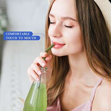 12-Pcs Reusable Metal Straws with Silicone Tips, Stainless Steel Drinking Straws with 3 Cleaning Brushes & 1 Portable Bag- Perfect for 30 oz and 20 oz Tumblers