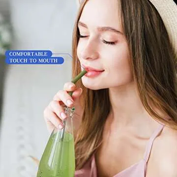 12-Pcs Reusable Metal Straws with Silicone Tips, Stainless Steel Drinking Straws with 3 Cleaning Brushes & 1 Portable Bag- Perfect for 30 oz and 20 oz Tumblers