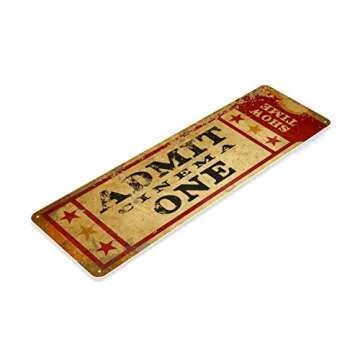 TIN SIGN Admit One Movie Ticket for Home Theater Game Room Decor