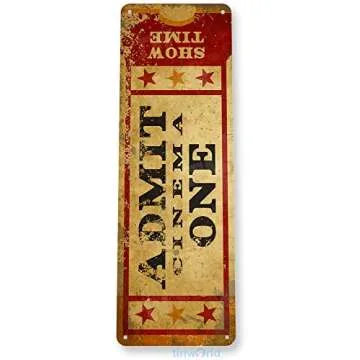 TIN SIGN Admit One Movie Ticket for Home Theater