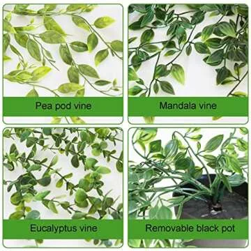 ZIFTY 3pcs Fake Hanging Plants Artifical Fake Potted Greenery Faux Eucalyptus Vine Mandala Vine for Wall Home Room Office Indoor Outdoor Decor