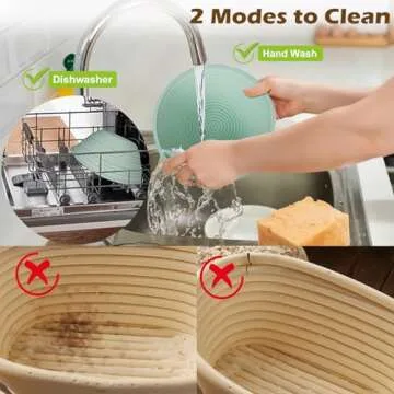 Neddie Silicone Banneton Bread Proofing Baskets, 9 Inch Round & 10 Inch Oval Foldable Sourdough Baking Basket, Complete Set for Bread Making With Essential Tools, Easy to Clean and Storage (Green)