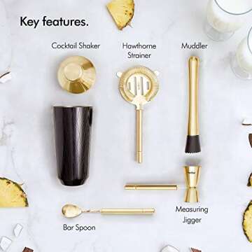 VonShef Premium Cocktail Shaker Barware Set - 16oz