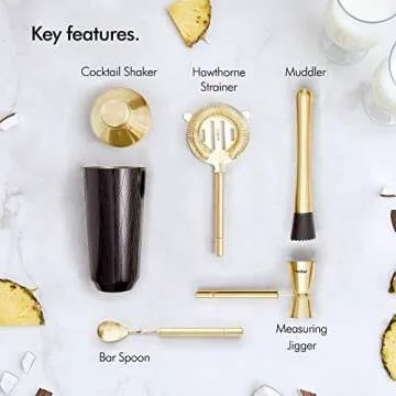 VonShef Premium Cocktail Shaker Barware Set - 16oz