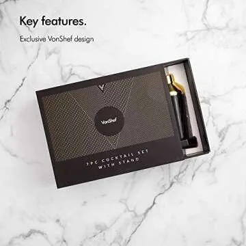 VonShef Premium Cocktail Shaker Barware Set - 16oz