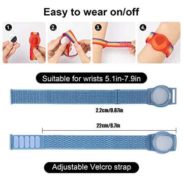 Kids Wristband Compatible with Apple AirTag, Protective Case for Air Tag GPS Tracker Holder with Nyl...