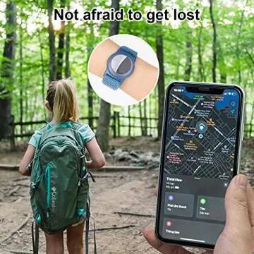 Kids Wristband Compatible with Apple AirTag, Protective Case for Air Tag GPS Tracker Holder with Nylon Bracelet, Adjustable Anti Lost Watch Band for Toddler Child Elder(Blue)