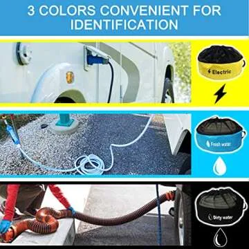 Inseknm RV Hose Storage, 3-Pack RV Hose Storage Bag with Waterproof RV Hose Storage, RV Accessories Bag, RV Utility Bag, RV Hose Bag for Fresh/Black Water Hoses, Electrical Cords and RV Accessories