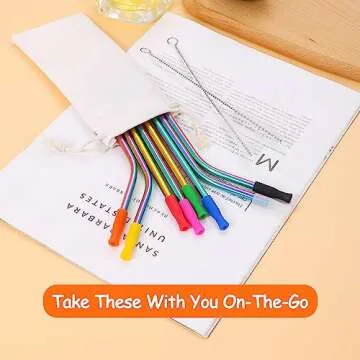 Lazycorner 16 Short Metal Straws, 6mm 5.5" 6.5" Kids Reusable Straws+Silicone Tips+Cleaner, Mini Small Stainless Steel Straws Fit 8 10 12 oz Tumbler/Wine Tumblers, Reusable Cocktail Straws(Rainbow)