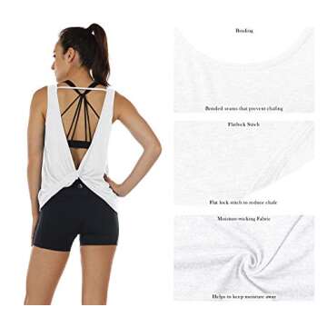 icyzone Women's Open Back Workout Tank Tops - Stylish & Comfy