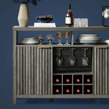 Oxford Wine Bar Cabinets with Storage - 51" Sideboard Buffet Cabinet for Home, 32.8" Tall Liquor Bar...