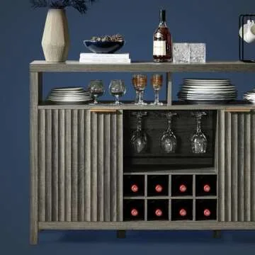 Oxford Wine Bar Cabinets with Storage - 51" Sideboard Buffet Cabinet for Home, 32.8" Tall Liquor Bar...