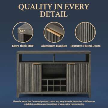 Oxford Wine Bar Cabinets with Storage - 51" Sideboard Buffet Cabinet for Home, 32.8" Tall Liquor Bar Cabinet for Kitchen (Midnight Oak)