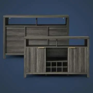 Oxford Wine Bar Cabinets with Storage - 51" Sideboard Buffet Cabinet for Home, 32.8" Tall Liquor Bar Cabinet for Kitchen (Midnight Oak)