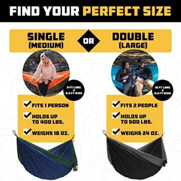 Wise Owl Outfitters Camping Hammock - Camping Essentials, Portable Hammock w/Tree Straps Up to 400lb...