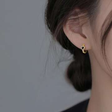 SLUYNZ 925 Sterling Silver Black Heart Hoop Earrings for Women Teen Girls Heart Huggie Earrings Hoop...