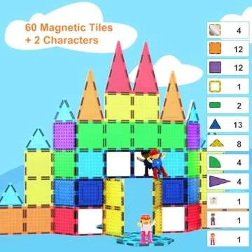 PicassoTiles 63 Pcs Magnetic Building Set for Kids