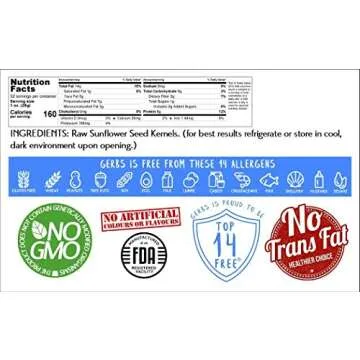 Raw Sunflower Seed Kernels by Gerbs – 2 LBS - Top 11 Food Allergen Free & Non GMO - Vegan & Kosher - Seed Country of Origin USA – Premium Grade Shelled Sunflower