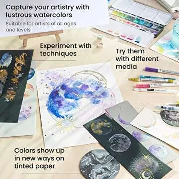 ARTEZA 24 Metallic Watercolor Paint Set for Artists