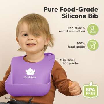 KeaBabies 2-Pack Silicone Bibs For Babies, Silicone Baby Bibs for Eating, Food-Grade Pure Silicone B...