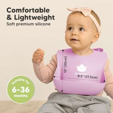 KeaBabies 2-Pack Silicone Bibs For Babies, Silicone Baby Bibs for Eating, Food-Grade Pure Silicone Bib, Toddler Bibs, Waterproof Bibs, Feeding Bibs, Silicon Bibs for Toddlers, Boys,Girls(Cotton Candy)