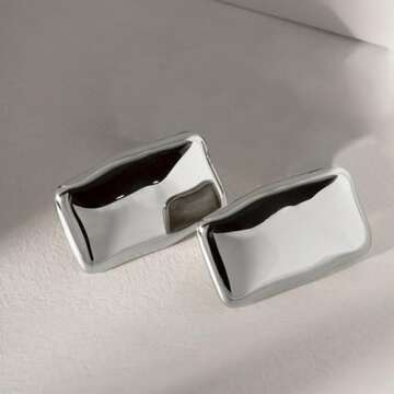 COARVXA 925 Sterling Silver Chunky Gold Rectangle Stud Earrings for Women| Dainty Thick Stud Earrings | Geometric Square Earrings | Minimalist Geometric Earrings Gifts Jewelry for Women